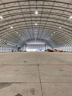 interior of fighter jet hangar finished work